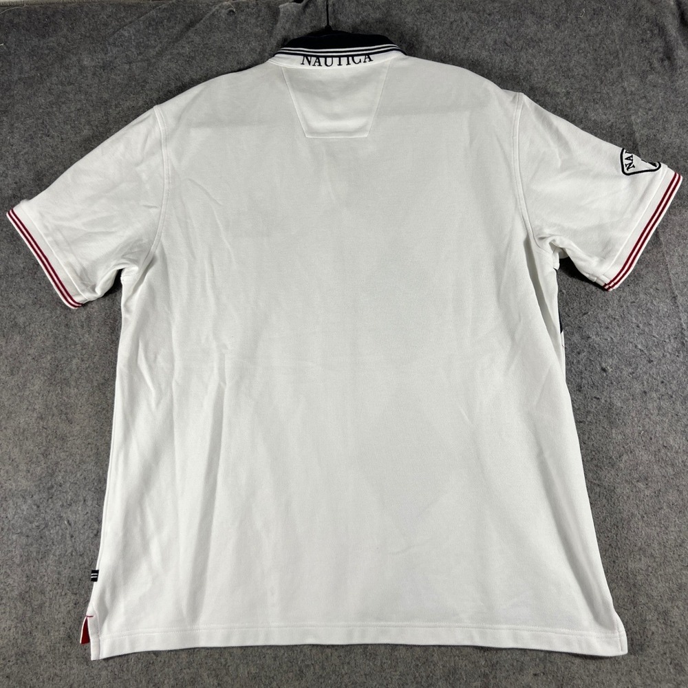 Nautica Polo Shirt Mens XL White Coast Classic Argyle Graphic Embroidered Logo - Picture 2 of 12